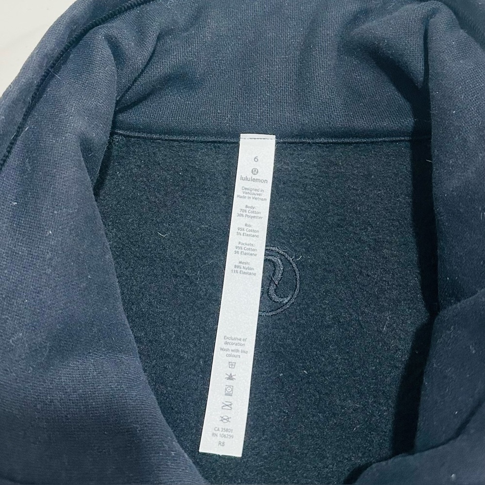 Lululemon Radiant Jacket II Emerald Black Women’s Size 6 Cotton Fleece Full Zip - Picture 6 of 8